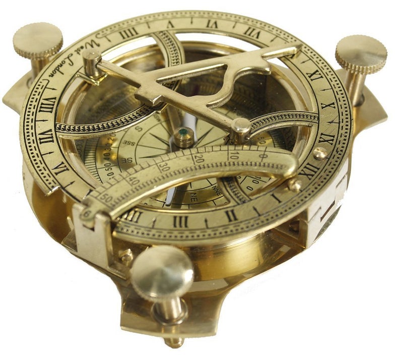 THOR INSTRUMENTS 3" Sundial Compass - Solid Brass Sun Dial Rustic Vintage Home Decor Gifts - Image 1